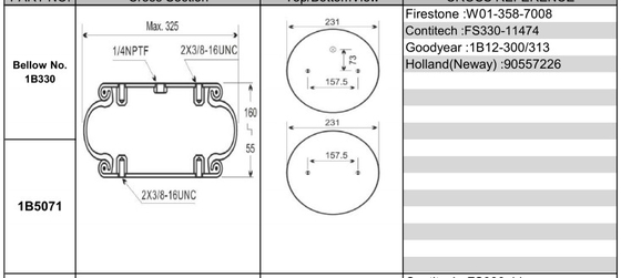 Firestone W01-358-7008 Pojedyncza spiralna poduszka powietrzna Przemysłowe mieszki powietrzne