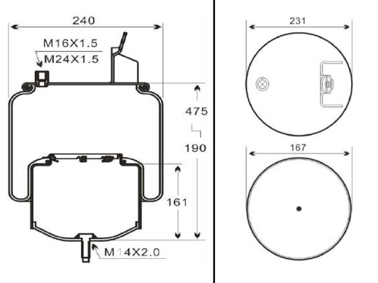 Sprężyna pneumatyczna ciężarówki Firestone W01-M58-8474 Goodyear 1R10-704 20582215 do sprężyny pneumatycznej